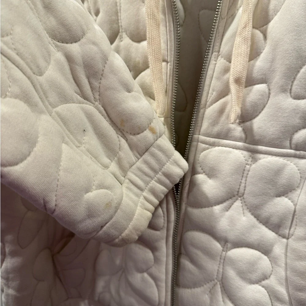 BDG Butterfly Quilted Off-White Zip-Up Hoodie - Medium - Picture 4 of 4